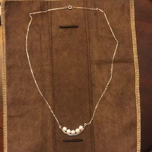 Cultured Pearl Curved Bar Necklace